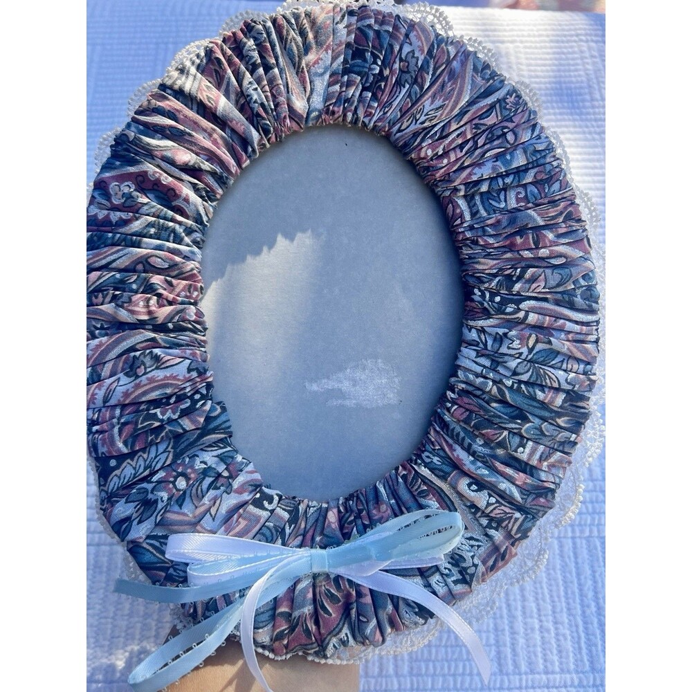 Handmade Paisley Fabric Photo Frame Lace Trim 11x9 Cottagecore Picture Holder